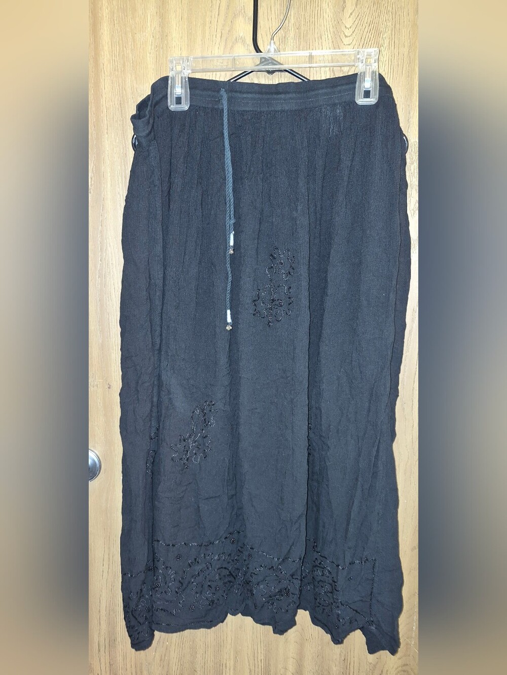 Vintage Y2k Beaded Black Maxi Skirt Size Xl Retro Goth Whimsical Whimsigo Boho